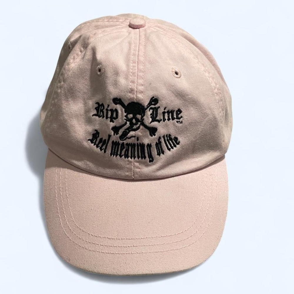 Vintage-style pink baseball cap with embroidered skull by Adams